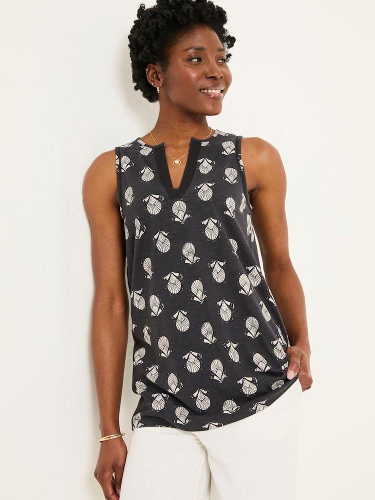 Fat Face Tessa Black Mono Shells Jersey Tunic