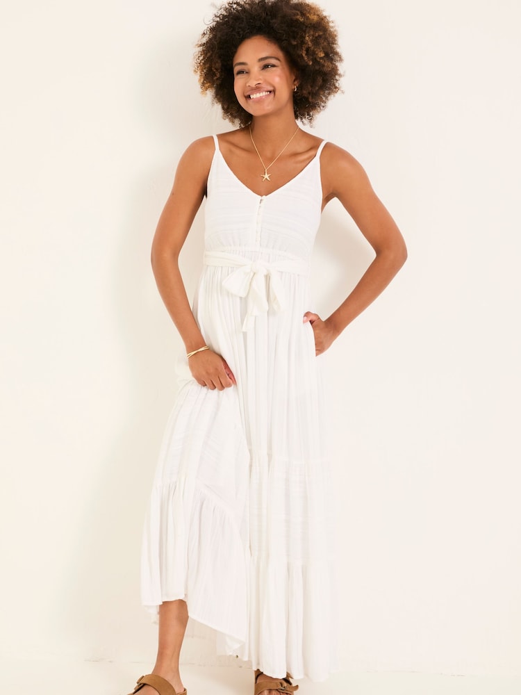 Fat Face Thea White Beachwear Maxi Dress