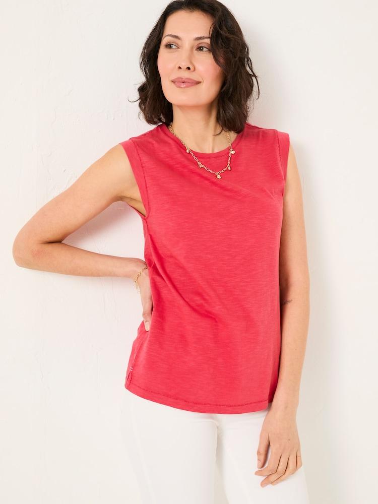 Fat Face Tia Rust Red Jersey Tank Top