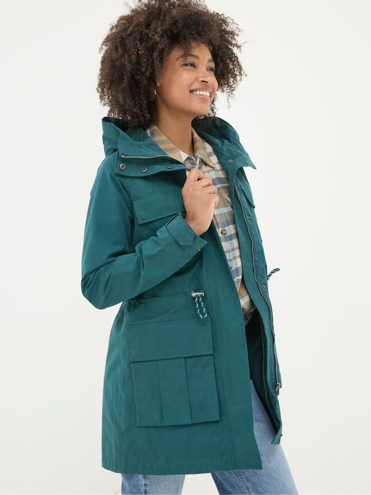 Fat Face Tiegan Teal Blue Waterproof Coat
