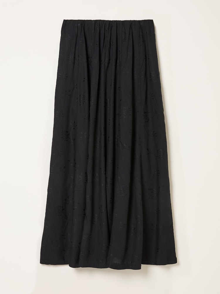 fat face Tilly Black Embroidered Midi Skirt