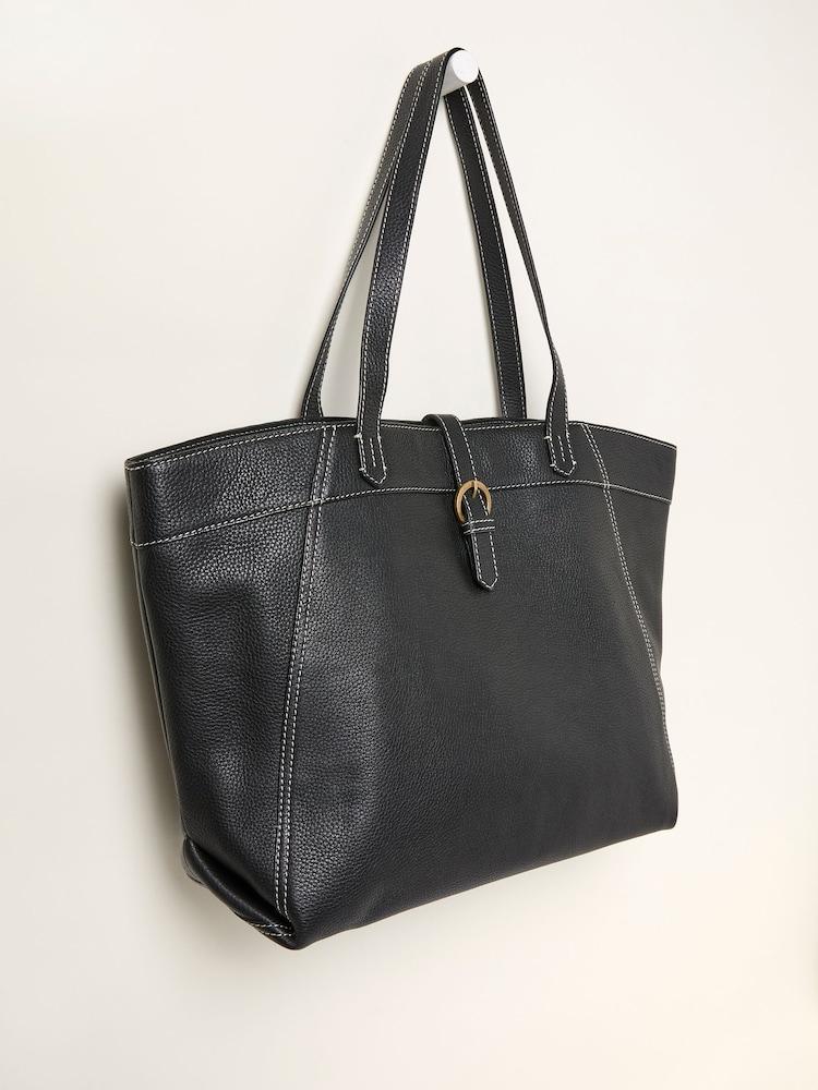 Fat Face Tilly Black Leather Tote Bag