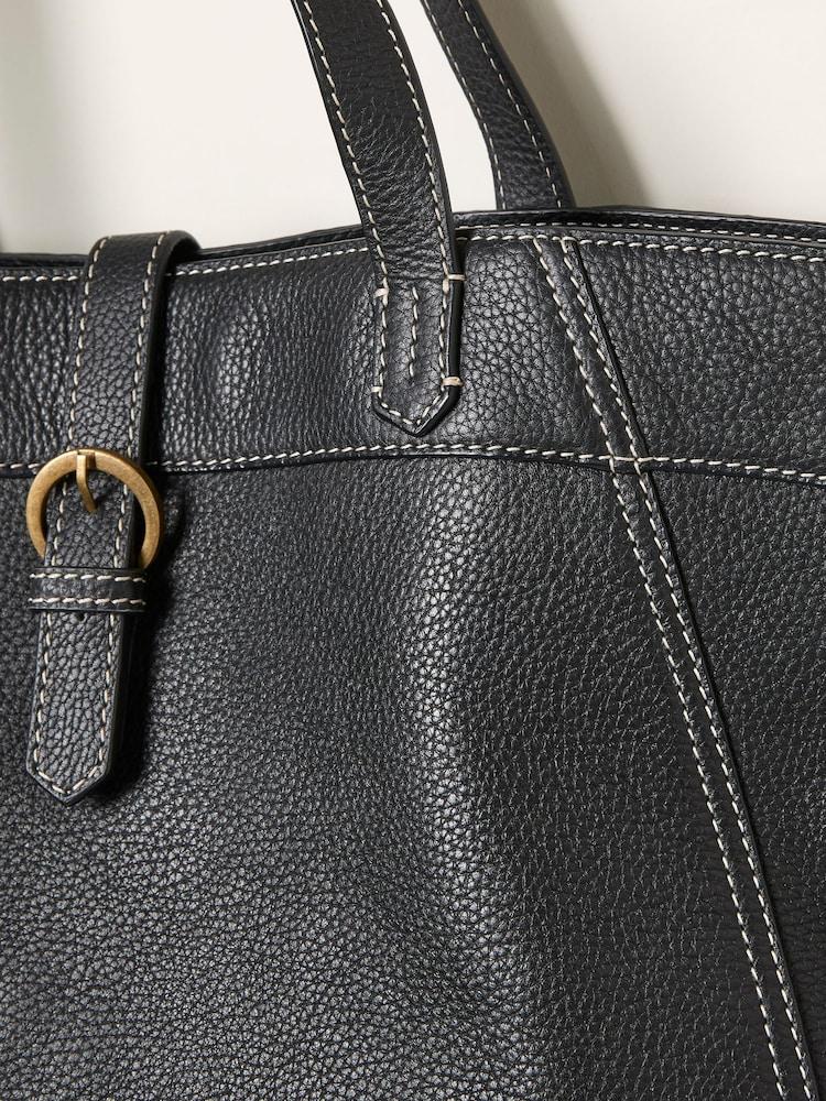 Fat Face Tilly Black Leather Tote Bag