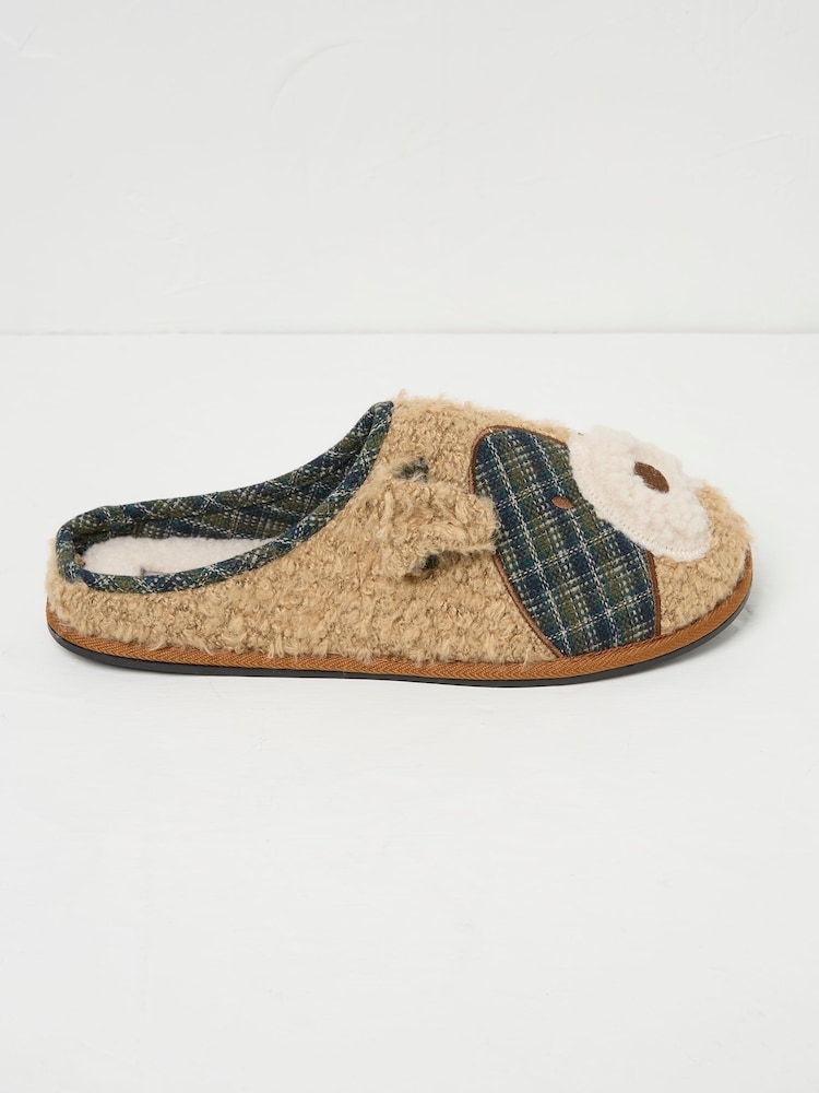 fat face Tobi Tan Brown Terrier Dog Slippers