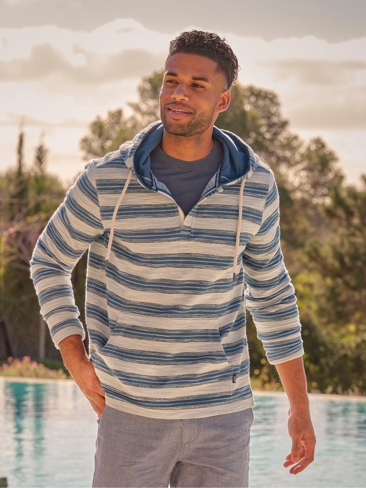 Fat Face Trescowe Blue Stripe Half Zip Sweat