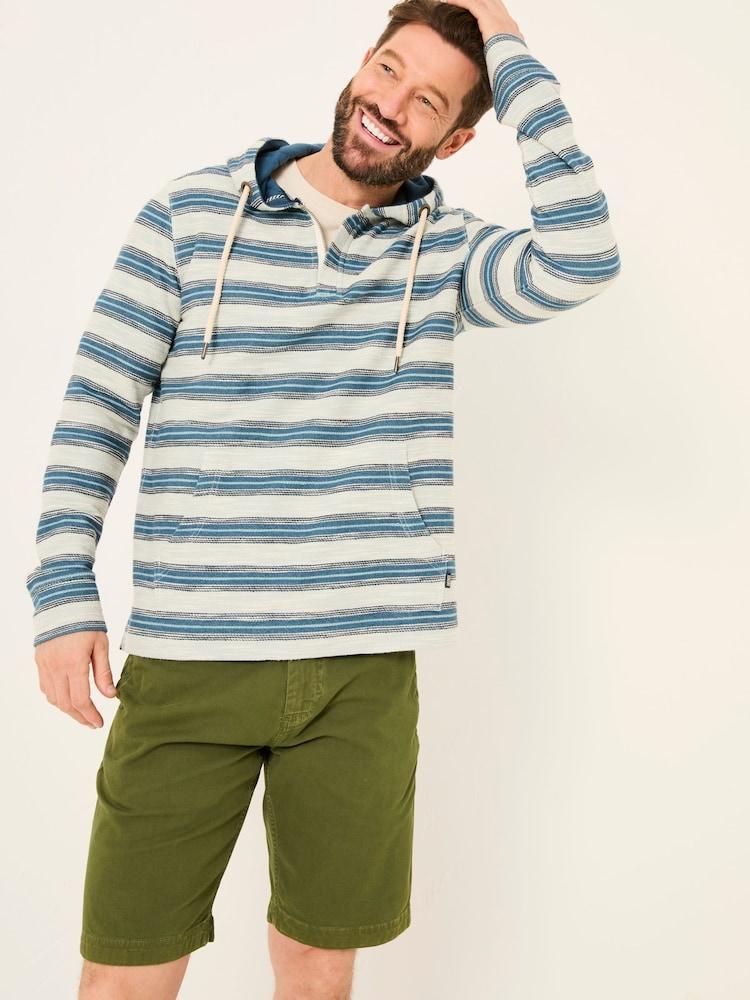 Fat Face Trescowe Blue Stripe Half Zip Sweat