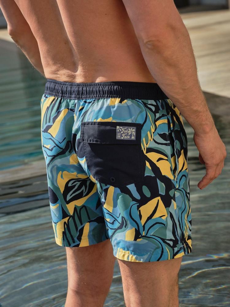 Fat Face Trevose Blue Abstract Swim Shorts