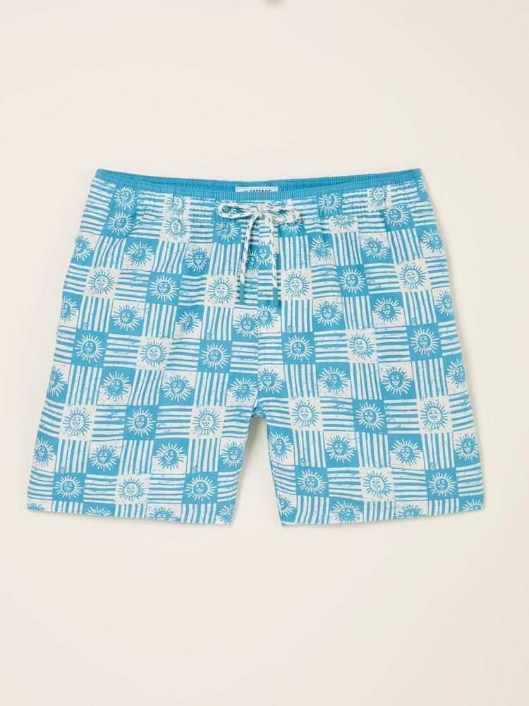 fat face Trevose Blue Tile Print Swim Shorts