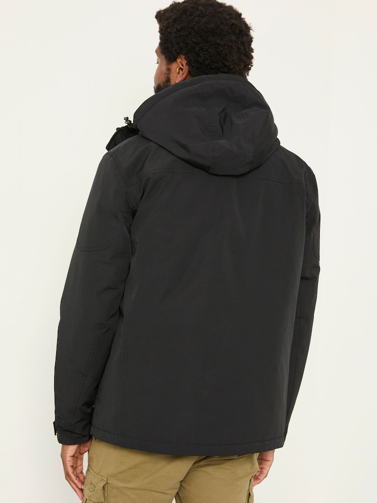 Fat Face Truro Black Hooded Waterproof Jacket