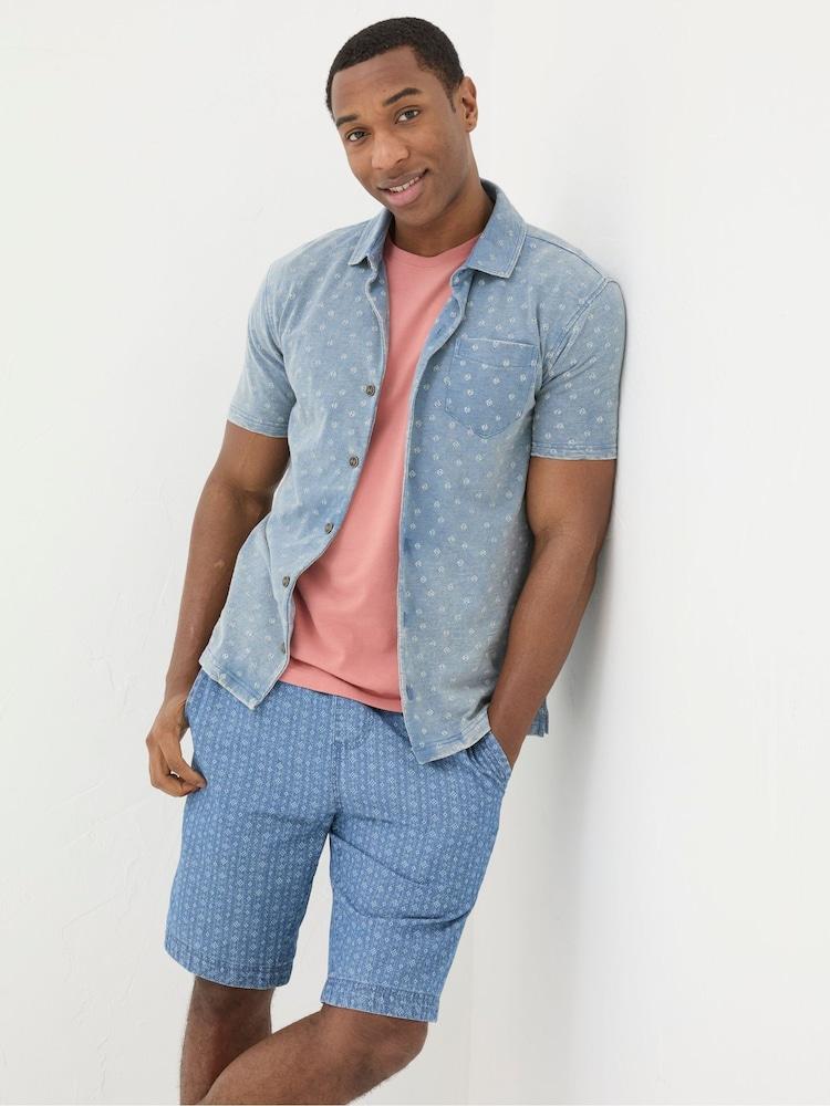 Fat Face Truro Blue Geo Jersey Shirt