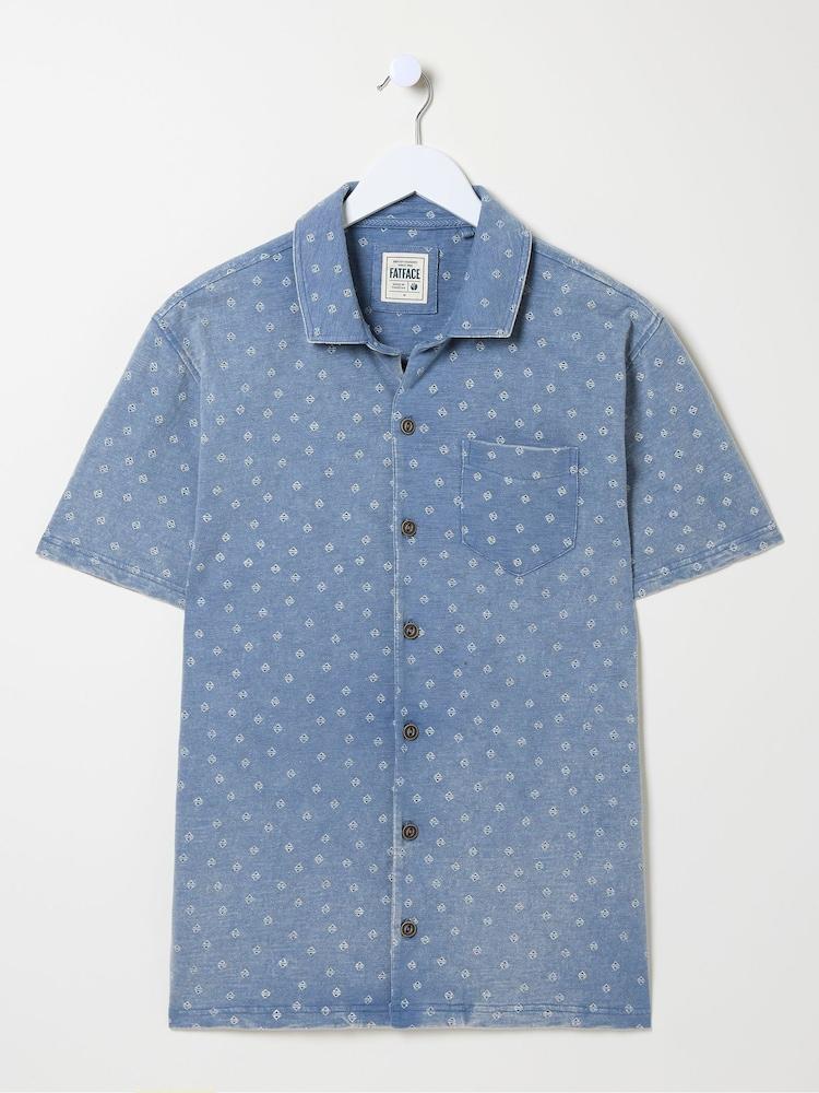 fat face Truro Blue Geo Jersey Shirt