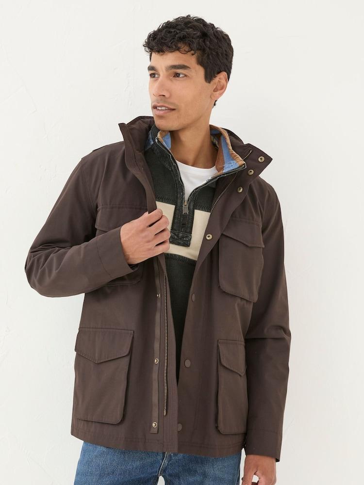 Fat Face Truro Dark Brown Waterproof Jacket