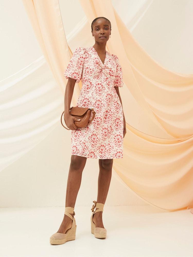 Fat Face Tulip Natural Floral Tile Dress