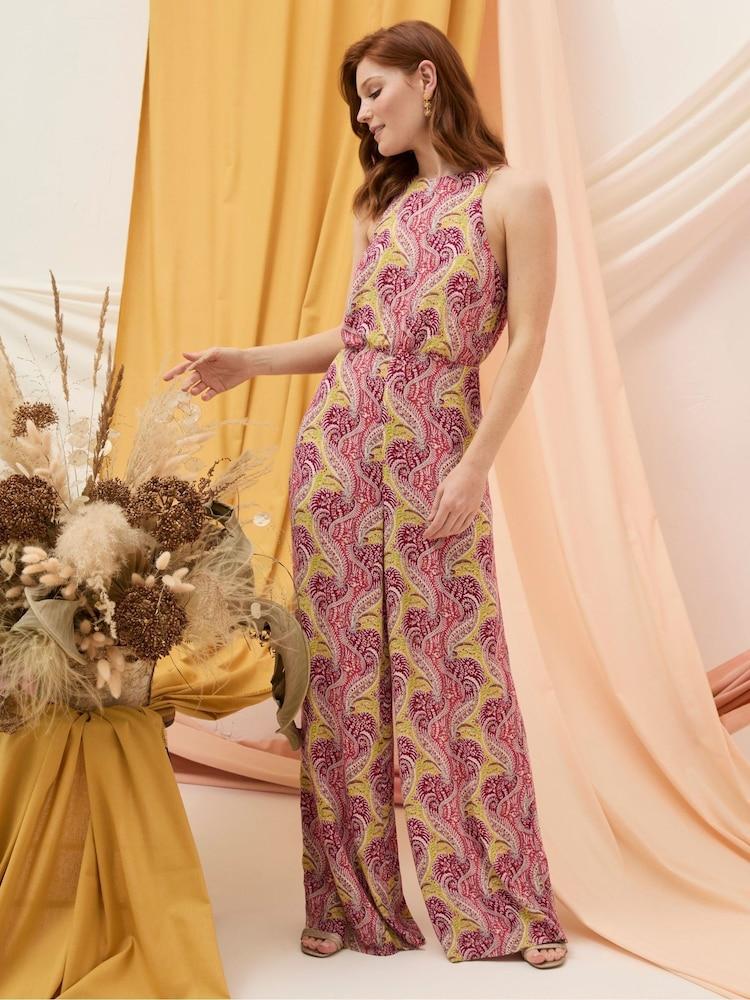 Fat Face Tura Orange Paisley Jumpsuit
