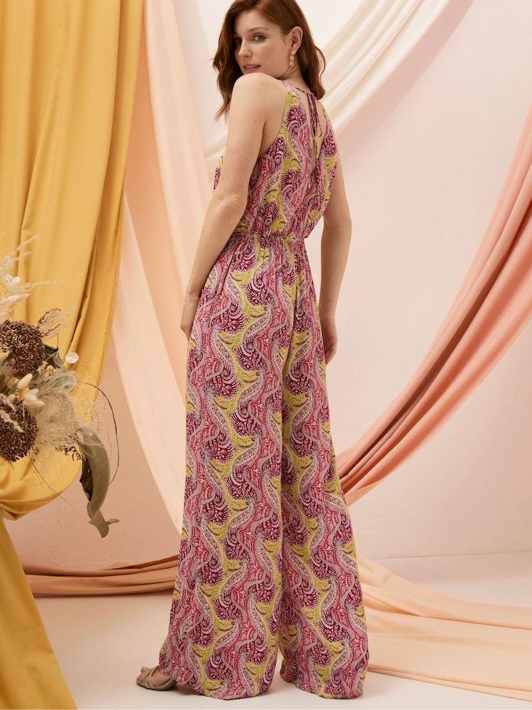 Fat Face Tura Orange Paisley Jumpsuit