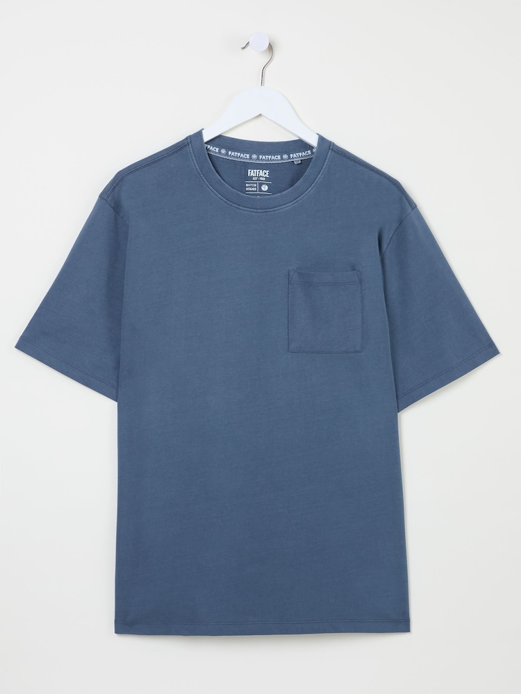 fat face Tye Blue Denim Pocket Relaxed T-shirt