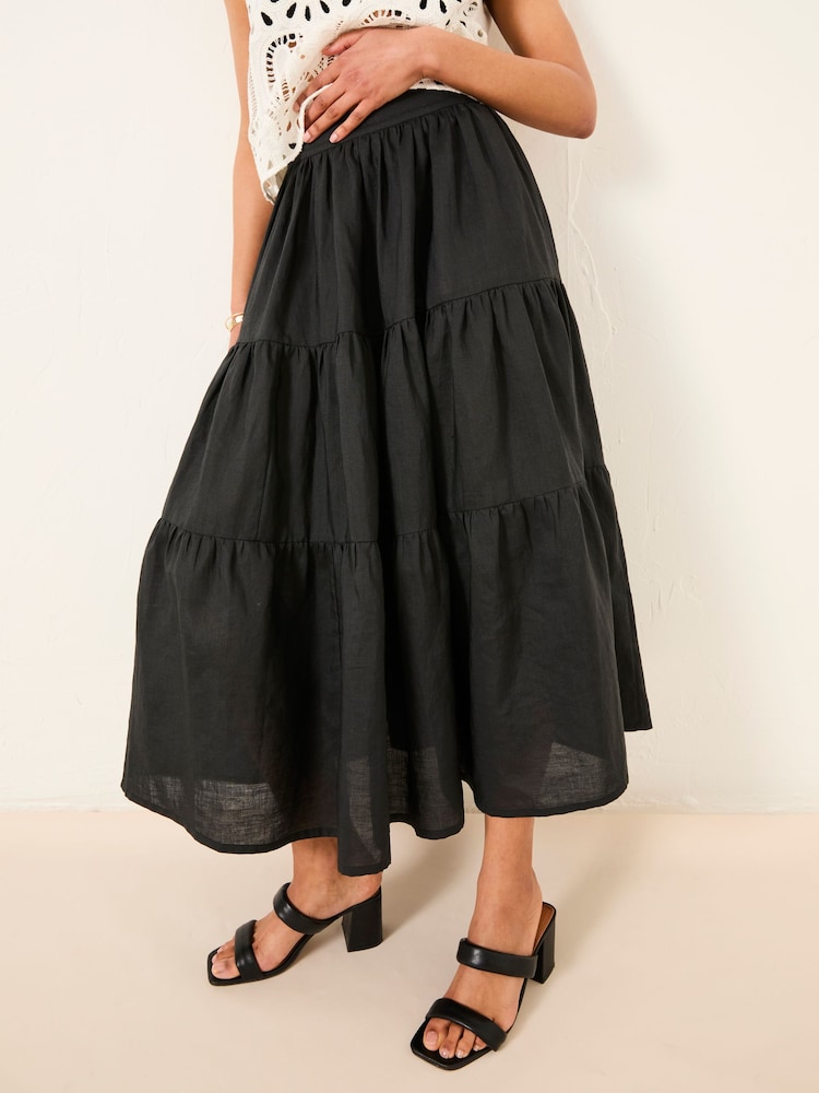 Fat Face Valerie Black Voluminous Skirt