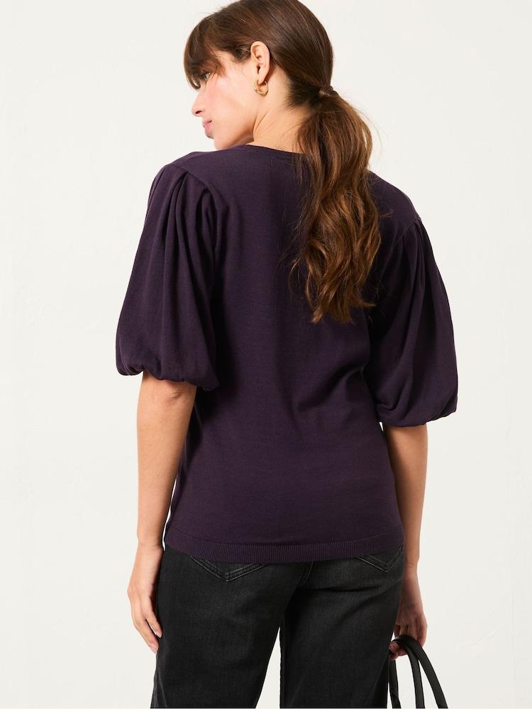 Fat Face Vienna Dark Purple Knitted Top