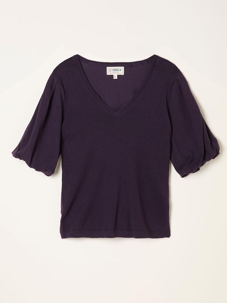 fat face Vienna Dark Purple Knitted Top