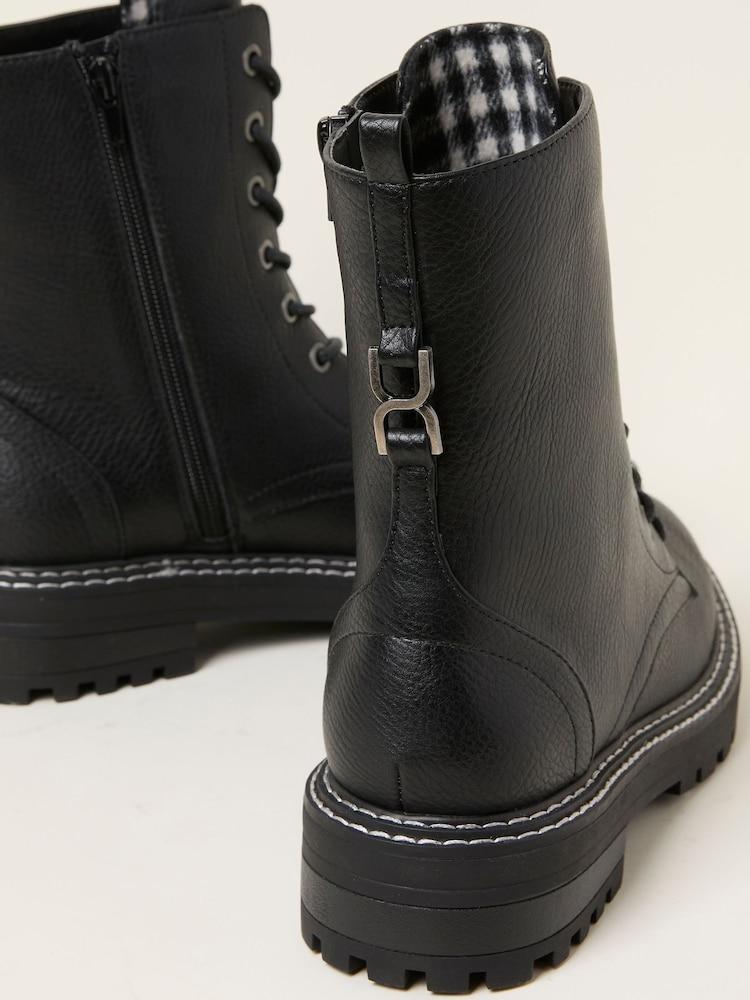 fat face Violet Black Chunky PU Boot