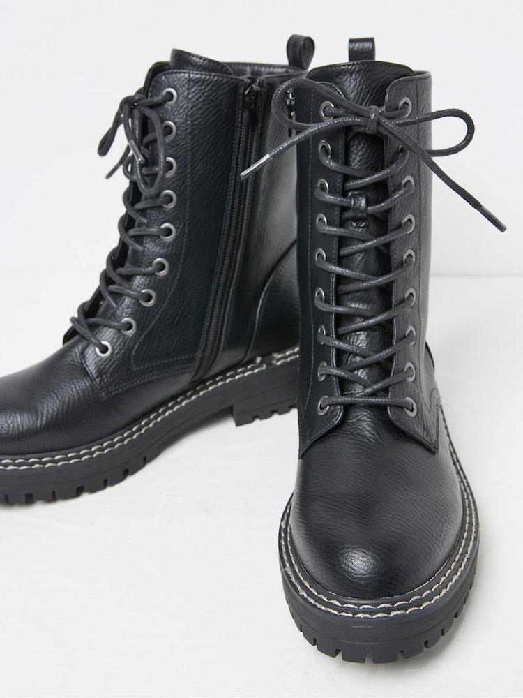 fat face Violet Black Chunky PU Boots