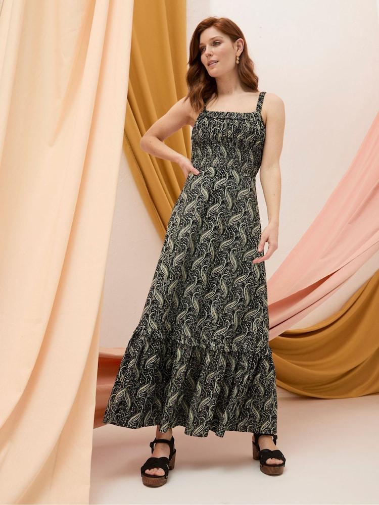 Fat Face Vita Black Paisley Maxi Skirt