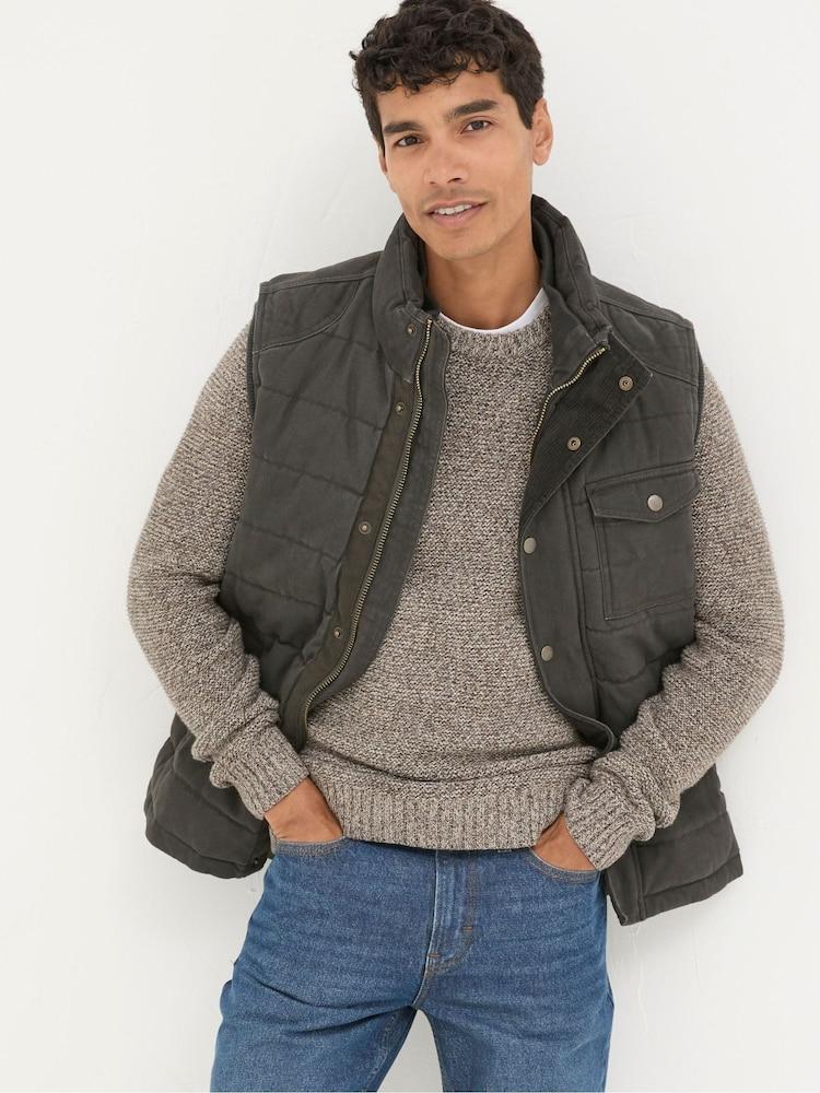 Fat Face Wardley Brown Canvas Gilet