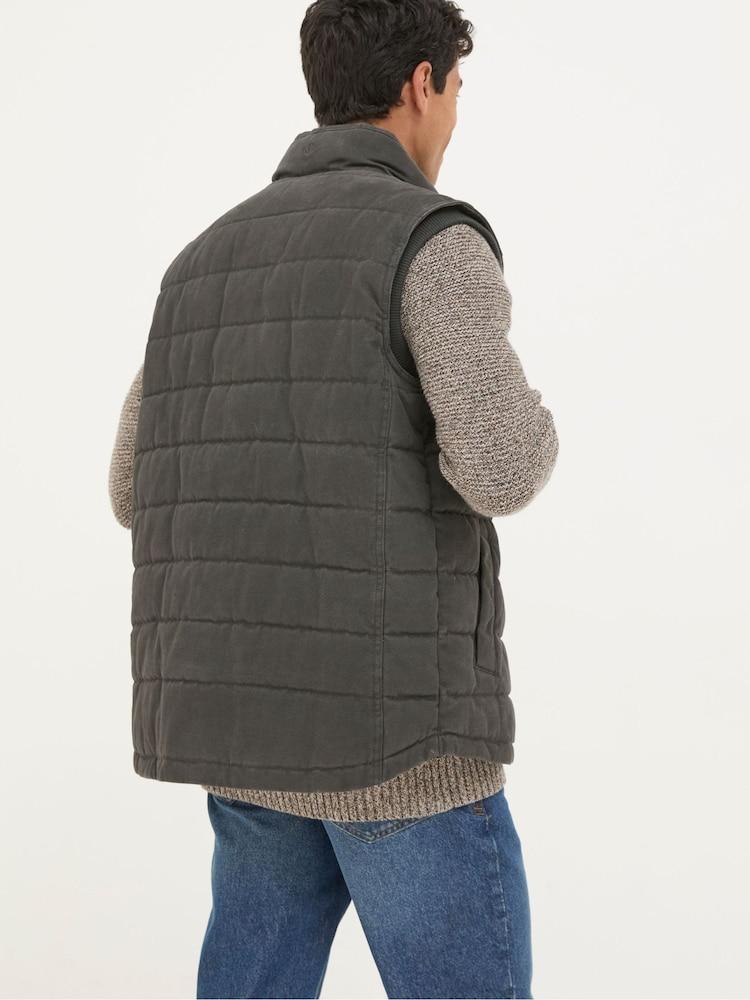 Fat Face Wardley Brown Canvas Gilet