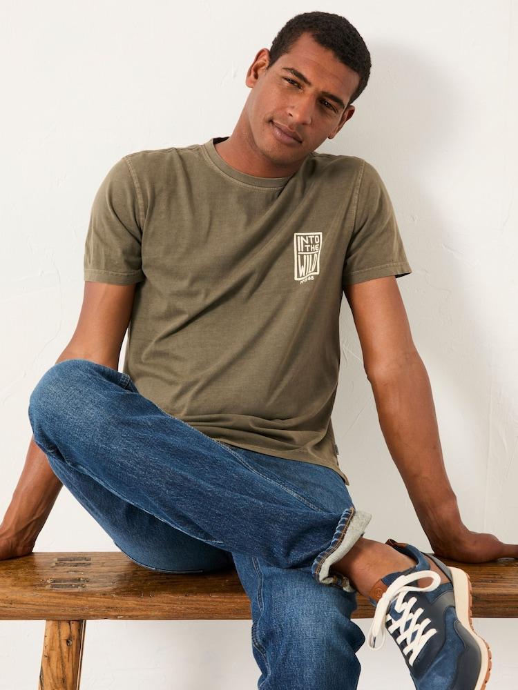 Fat Face Washed Black Into The Wild Graphic Tshirt