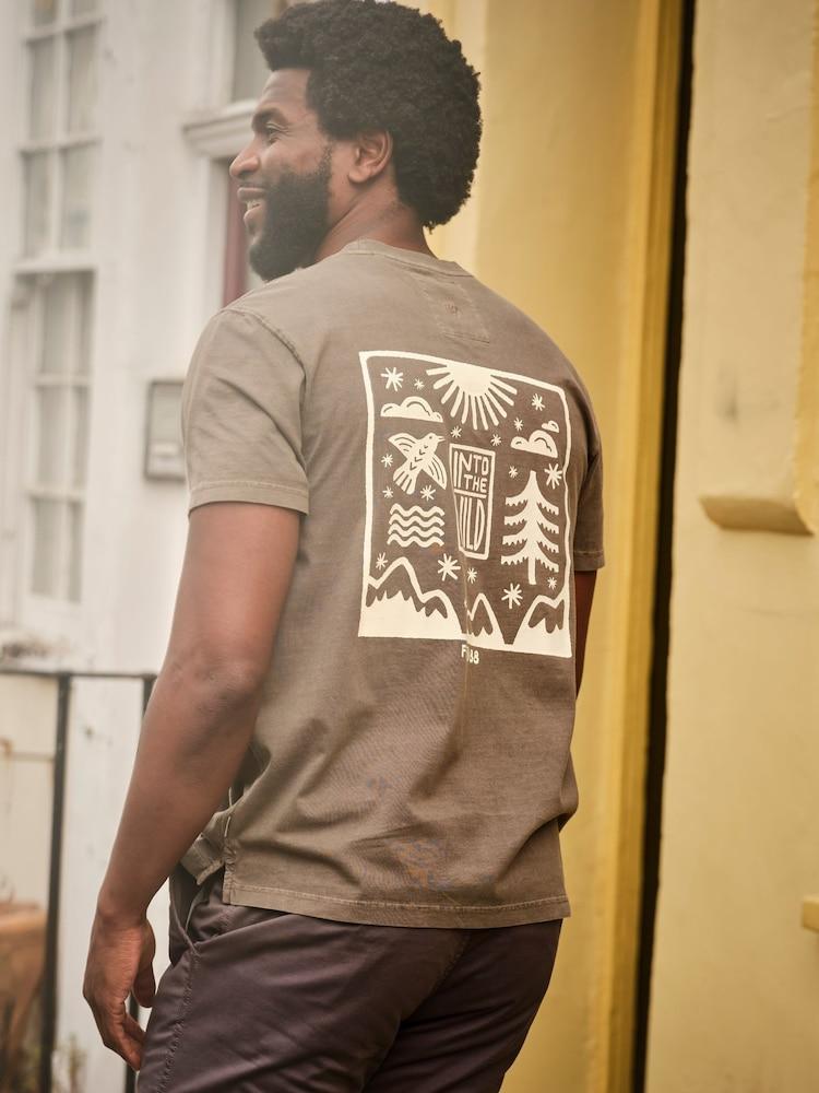 Fat Face Washed Black Into The Wild Graphic Tshirt