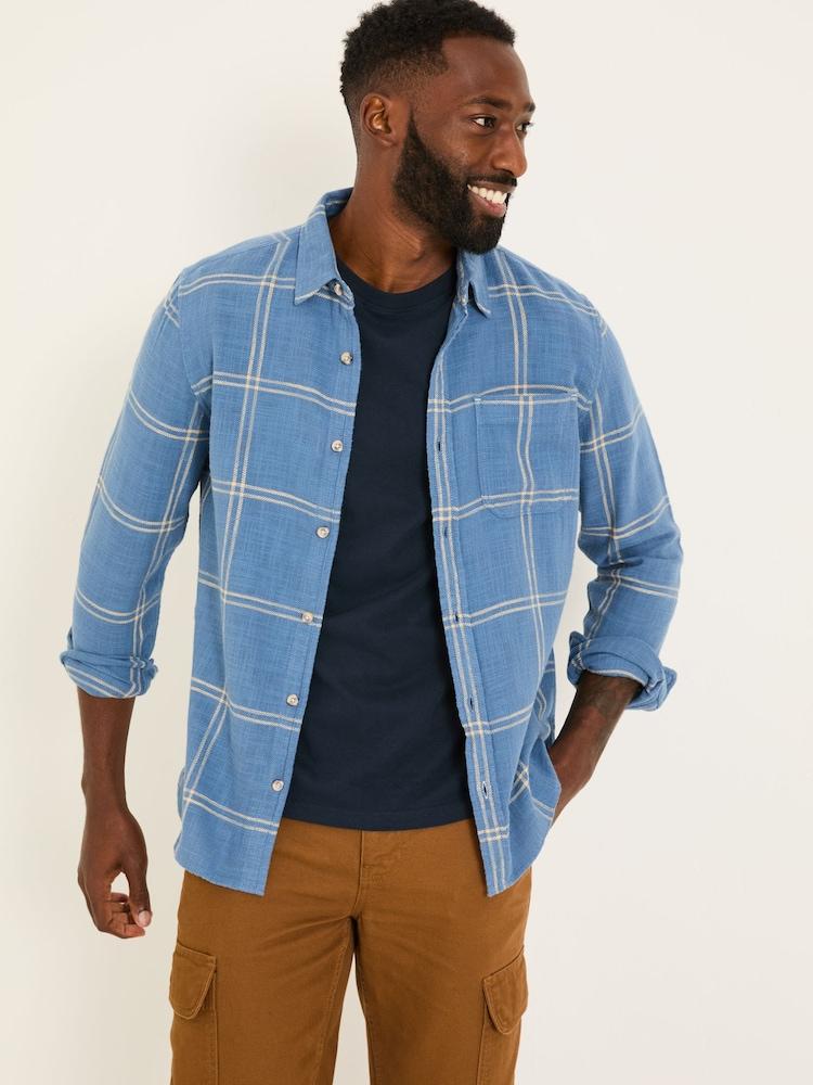 Fat Face Wells Blue Long Sleeve Check Shirt