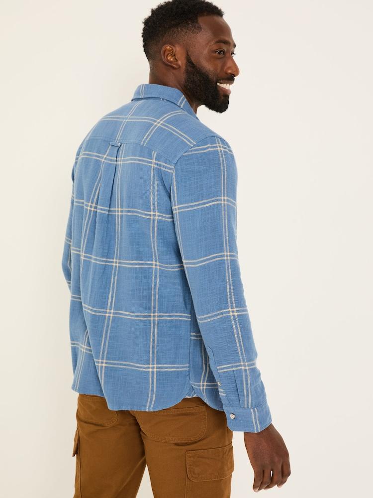 Fat Face Wells Blue Long Sleeve Check Shirt