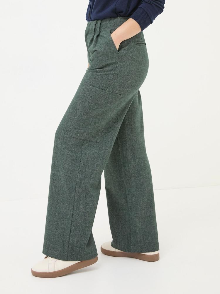 Fat Face Wessex Dark Green Wide Leg Trousers