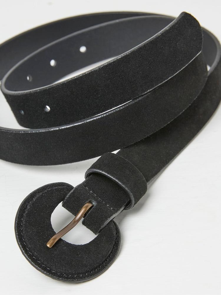 Fat Face Western Black Buckle Belt