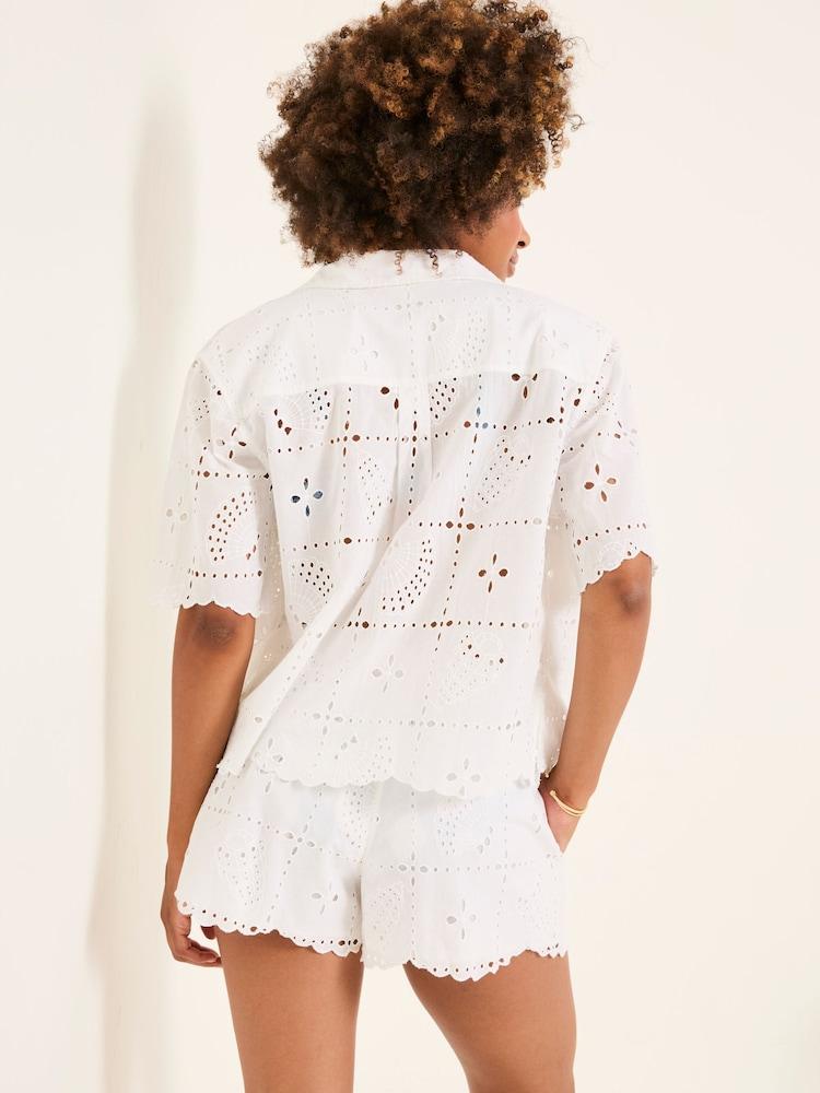 Fat Face White Beachwear Shell Broderie Shirt