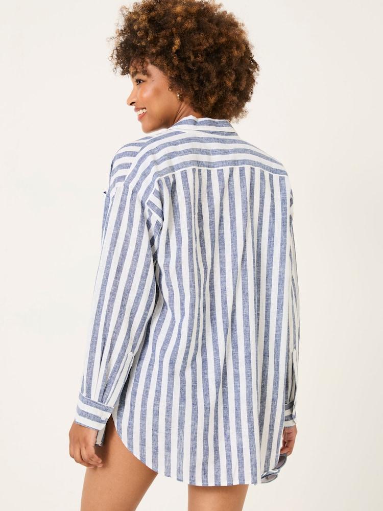 Fat Face White Beachwear Stripe Longline Shirt
