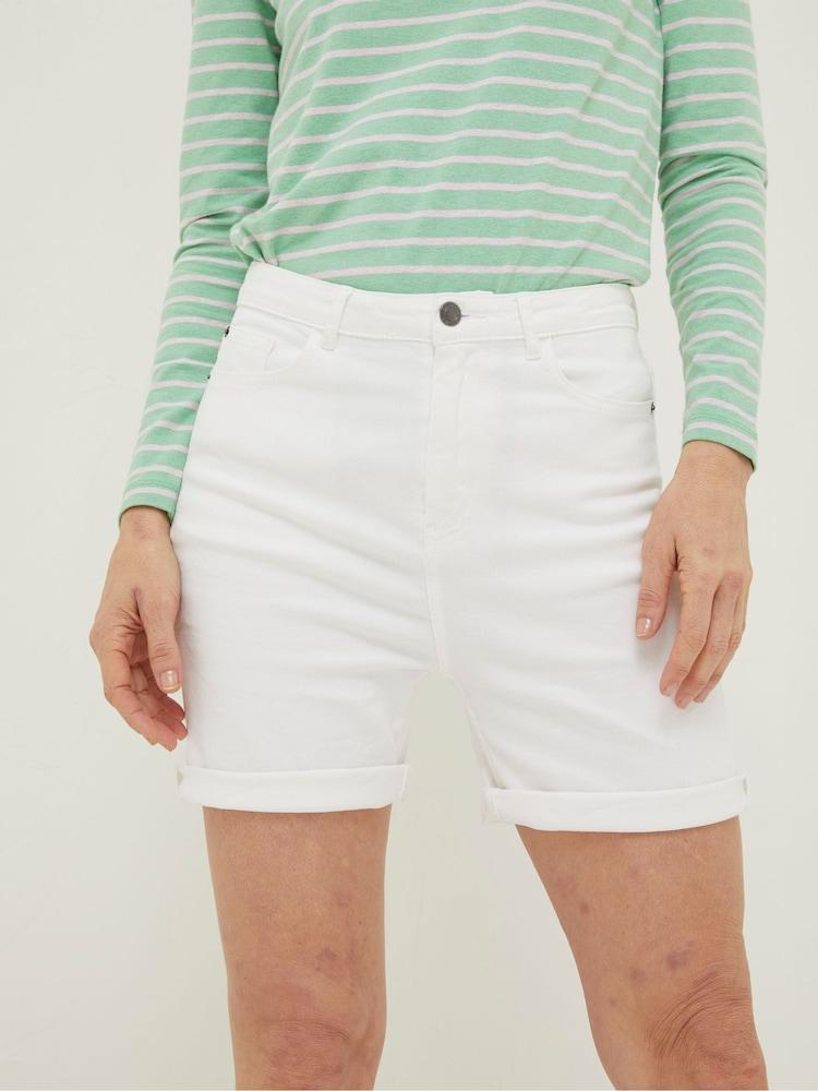 Fat Face White Darley Denim Shorts