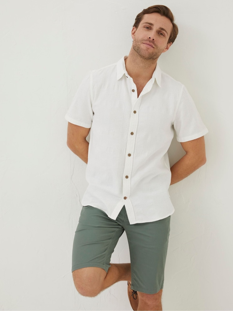 Fat Face White Dimson Textured Shirt