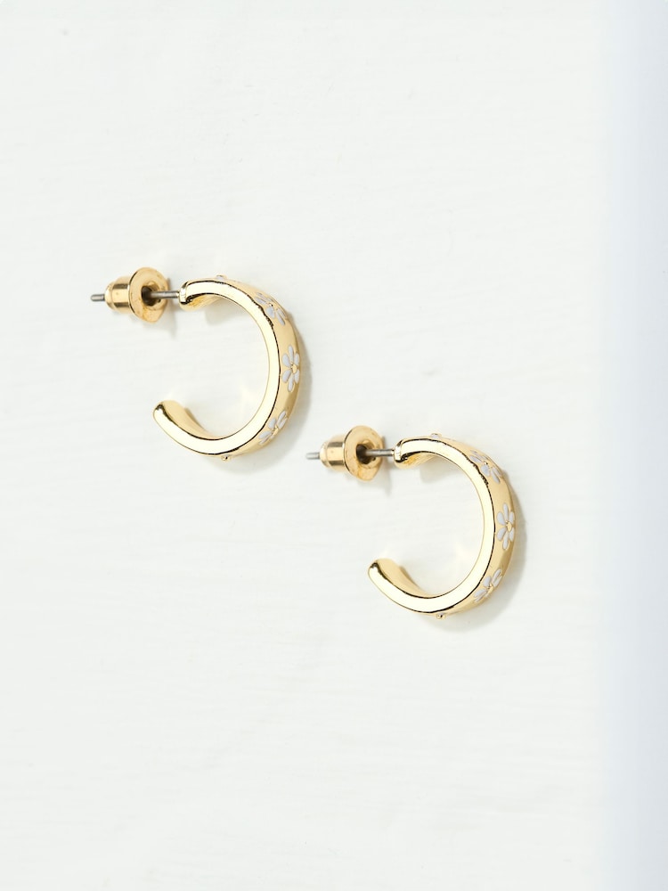 Fat Face White Enamel Daisy Stud Earrings