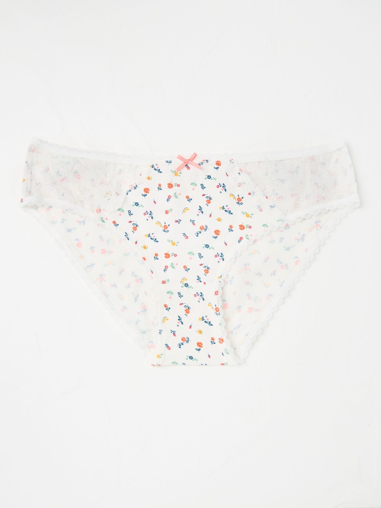 Fat Face White Floral Mini Knickers