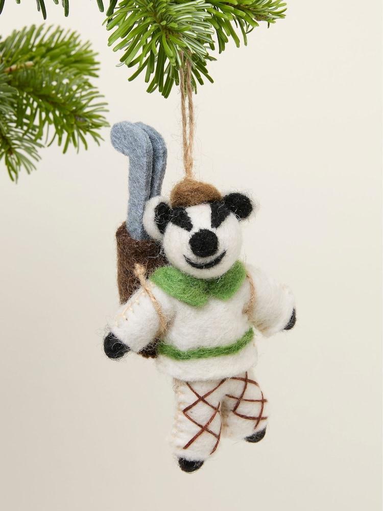 Fat Face White Golfing Badger Felt Decoration
