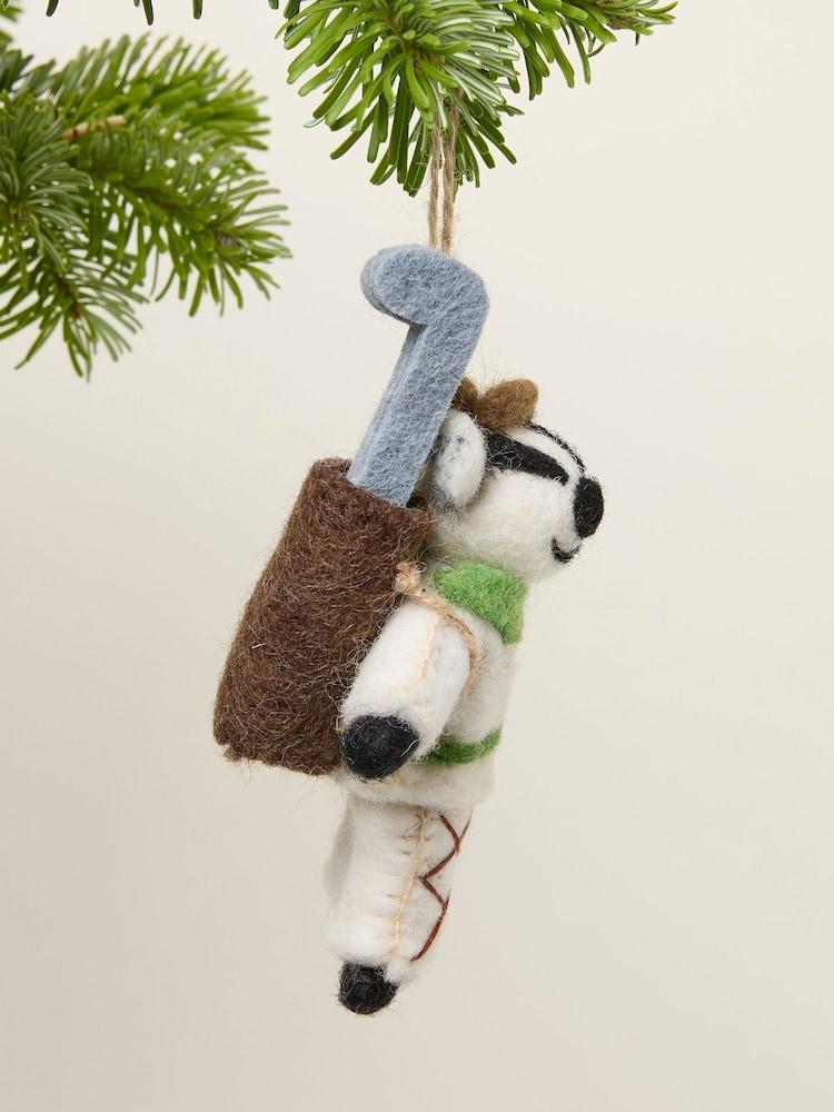 Fat Face White Golfing Badger Felt Decoration