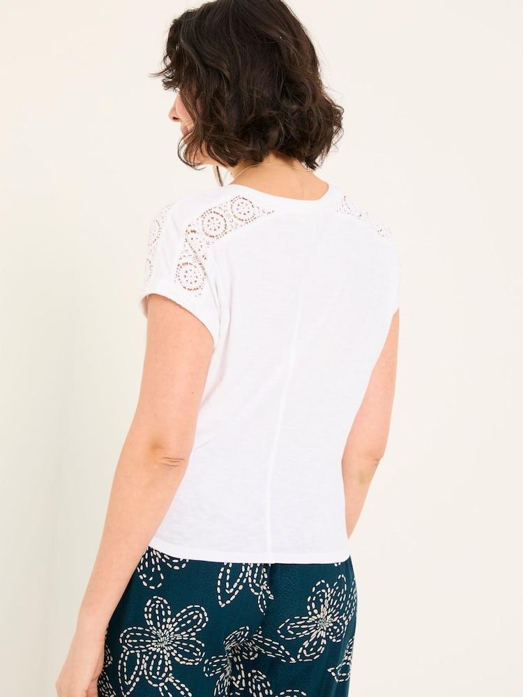 Fat Face White Lace Tie Front T Shirt