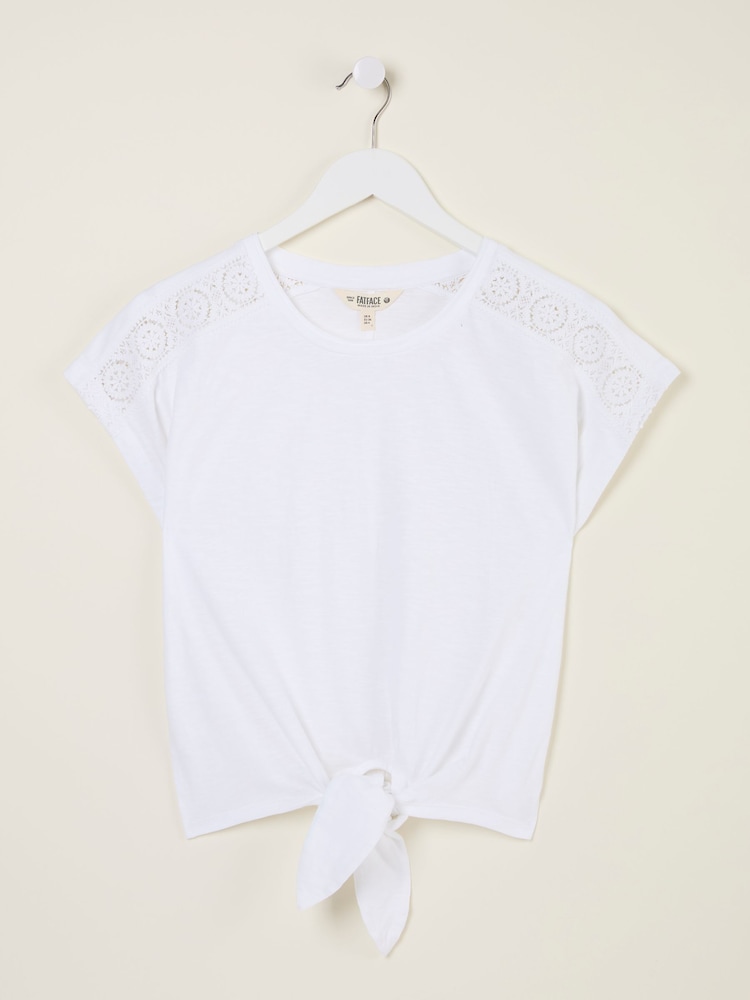 fat face White Lace Tie Front T Shirt