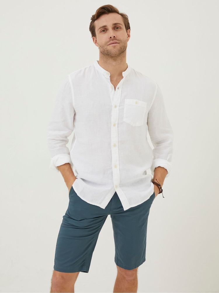 Fat Face White Linen Grandad Shirt