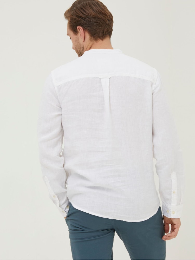 Fat Face White Linen Grandad Shirt