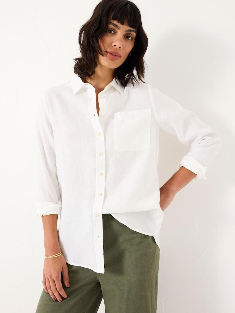 Fat Face White Olivia Linen Shirt