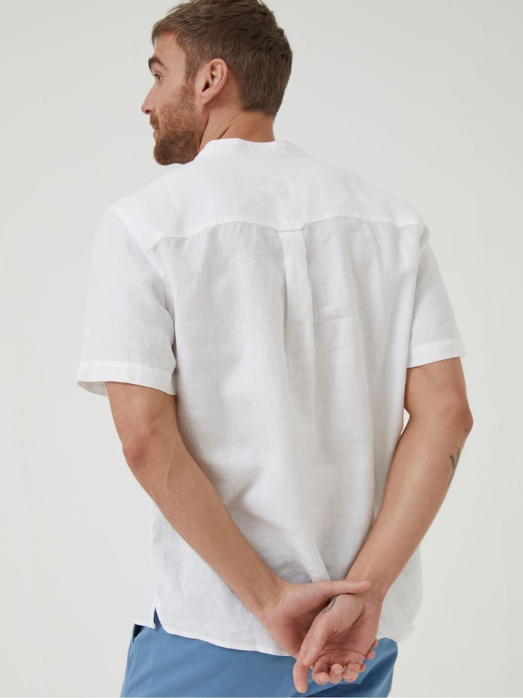 Fat Face White Pop Over Linen Shirt