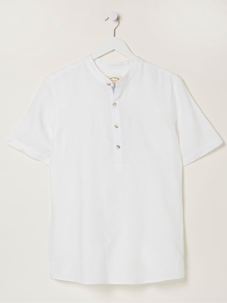 fat face White Pop Over Linen Shirt