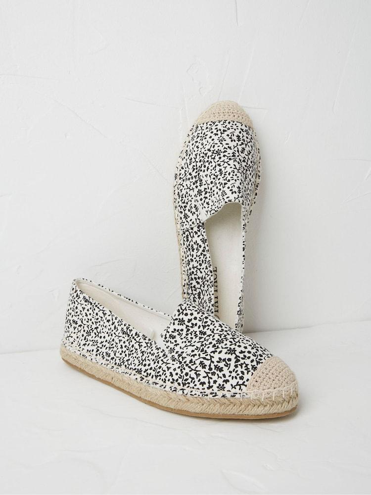 Fat Face White Printed Maggie Espadrilles